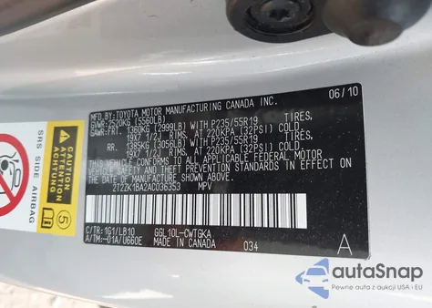 2010 Lexus Rx 350 из США, поврежденный, VIN 2T2ZK1BA2AC036353